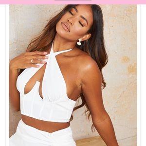 White Woven Underbust Corset Top